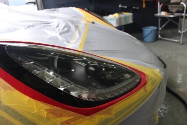 ロータスエリーゼのヘッドライト研磨＋プロテクションフィルム施工例/神奈川県相模原市I様