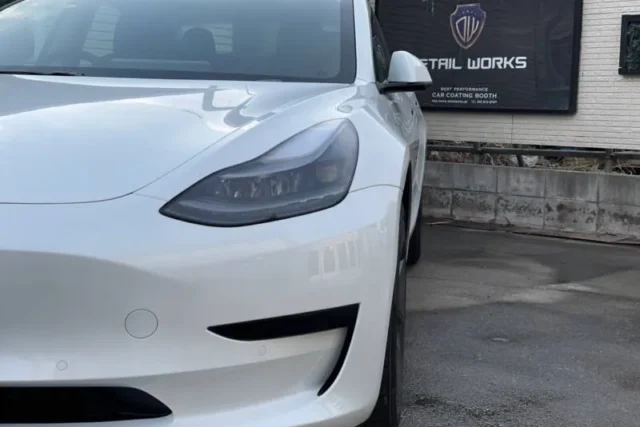 新車TESLAモデル3RWDのガラスコーティングとLPF施工例/東京都町田市F様